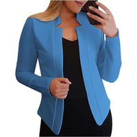 2023 Mode Blazer Veste de Costume Sportive à col Rabattu pour Femme Coupe Droite Veste Blazer élégante Veste de Travail -  Bleu
