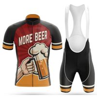 More Beer Maillot de Cyclisme Route Homme Manches Courte Été Fun et Cuissard à Cycliste Vélo GEL Epais Vetement de VTT