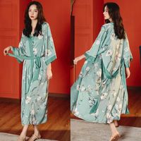 Peignoir pour Femmes,ANNEFLY Robe de Nuit Satinée Robe de Chambre Maison décontractée Veste Vêtements Chemise de Nuit (style 16)