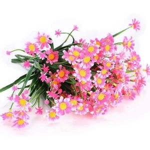 FLEUR ARTIFICIELLE Fleurs artificielles pour décoration extérieure,décoration de printemps et d'été,degré UV,libanverts en - daisy pink-5 PCS