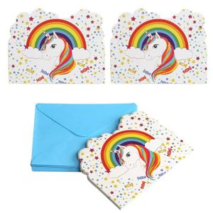 GEBETTER 12Pcs Carte Invitation Anniversaire Thème Licorne Arc-en