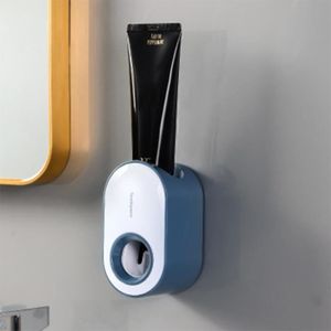 SET ACCESSOIRES Accessoires salle de bain,Distributeur automatique de dentifrice porte brosse à dents anti poussière paille de blé mural - Type 5