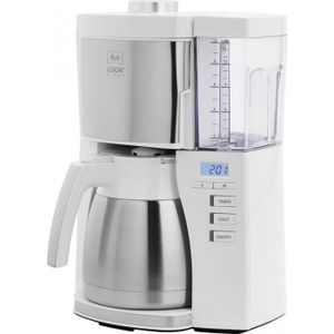 Cafetière programmable Melitta Look V Therm Timer 1025-17 Blanc/Acier - 10 tasses - Arrêt automatique
