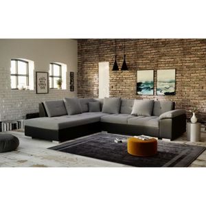 Canape Angle Noir Et Gris