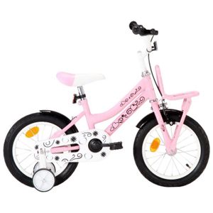VÉLO ENFANT XAN Vélo d'enfant avec porte - bagages avant 14 pouces Blanc et rose - 8020