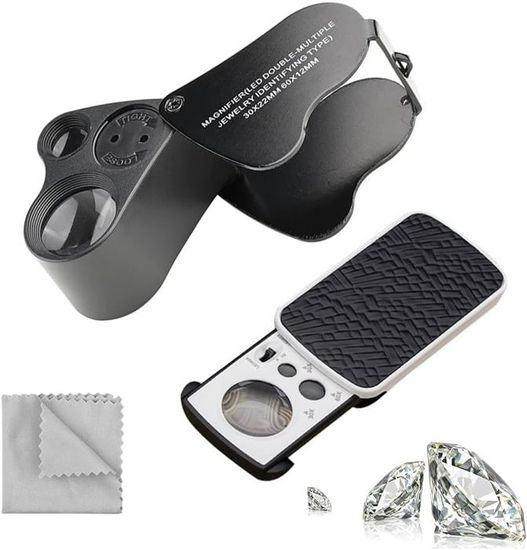 40X bijoutiers Loupe Loupes en métal LED UV éclairé bijoux boucle poche pliante Loupe pour pièces de monnaie  1420
