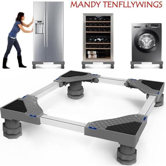 Socle Réglable Pour Machine à Laver - 4 Pieds Ajustables 9-12cm, Supporte 80kg, En Acier Inoxydable, Antidérapant