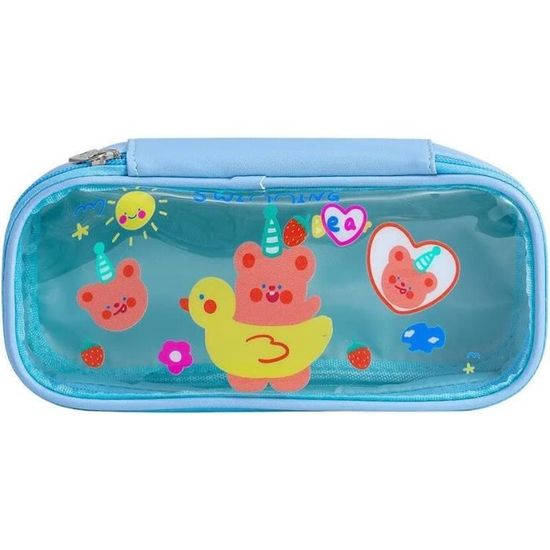 Trousse à Crayons Grande Capacité 20x10x7.5 Cm - Design Cartoon, Multiples Compartiments, Organisateur Scolaire Ou Bureau
