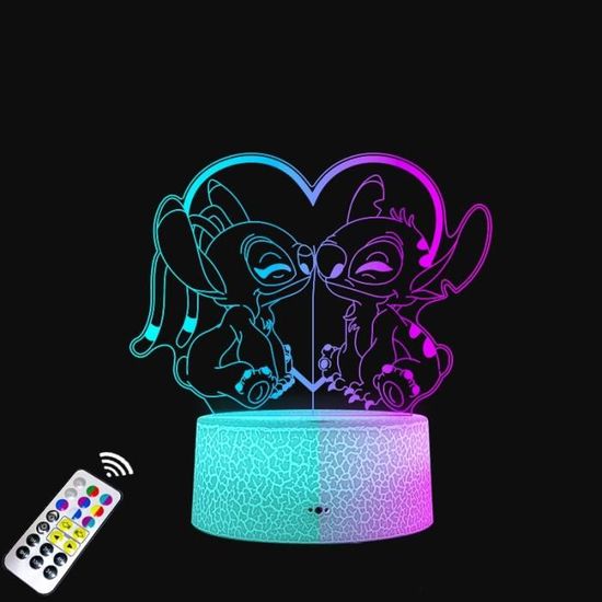 QQAAMZ Stitch Lampe 3d Illusion Led Tactil Maison Enfant De Decoration  Chambre Stitch Veilleuse Cadeau Lampe De Table Gadgets Cadeau Noel  lilo&stitch 3 En 1 : : Luminaires et Éclairage