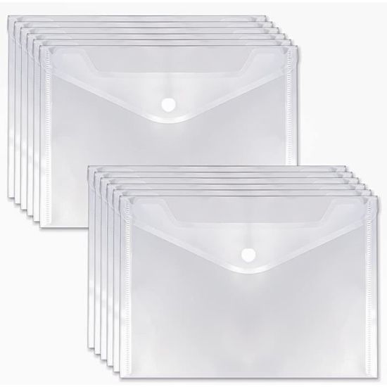 12 pieces Pochette Plastique A5 Pochette Rangement Papier Porte Document A5 Enveloppe Plastique A5 Transparentes Pochettes A59 Cdiscount Bricolage