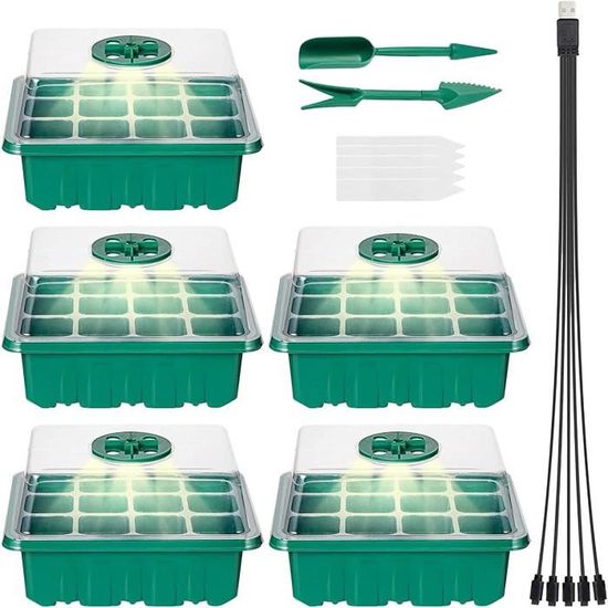 Lot De 5 Plateaux De Démarrage Pour Semences Avec Lumière De Croissance Des Plantes Et Dome Dhumidite Pour Germination De Serre 86798546 Lot De 5 Plateaux De Démarrage Pour Semences Avec Lumière De Croissance Des Plantes Et Dome Dhumidite Pour Germination De Serre 86798546