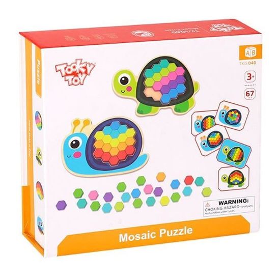 Puzzle mosaïque en bois rond de jeu de société multicolore