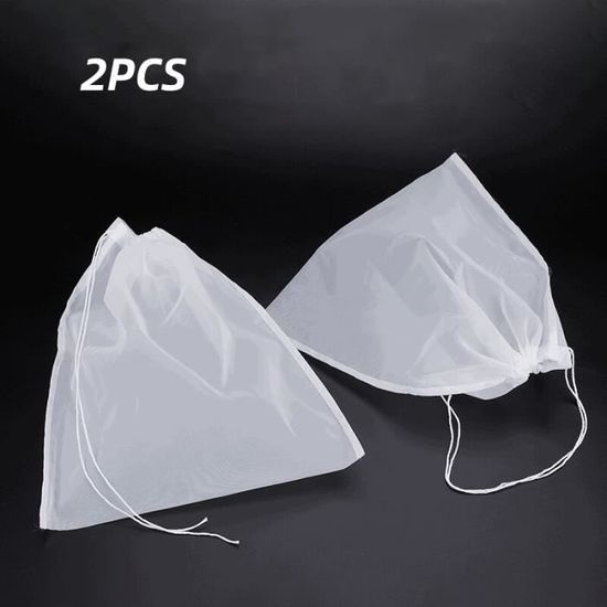 5 Sacs Filtrants Nylon Réutilisables - Pour Vin, Bière, Lait De Noix - 45x60cm Avec Cordon