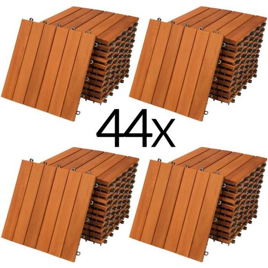 Dalles de terrasse bois d’acacia certifié FSC® 4m² dalle 30x30cm système de clips dalle découpe possible dalle de jardin