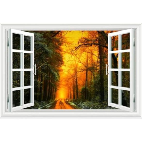 Kit Point De Croix Débutant 'Forêt D'automne' - Toile Imprimée 11CT 40x50cm, Fil Inclus, Idéal Décoration