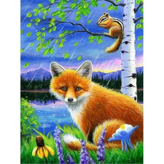 Kit Peinture Diamant 5D Cerf - Toile 40x30cm - Broderie Strass Complète Avec Stylo Et Plateaux
