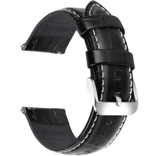 Bracelet De Montre Cuir Veau Grainé Noir XL à Dégagement Rapide - Neuf Avec étiquettes - Watchband Berlin