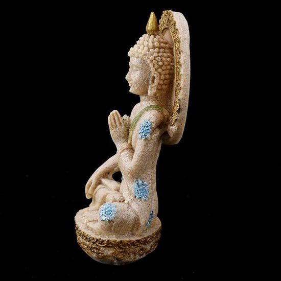Statues Bouddha Résine 2pcs - Décoration Maison/Bureau - Style Grès Bergamote - ANCLLO