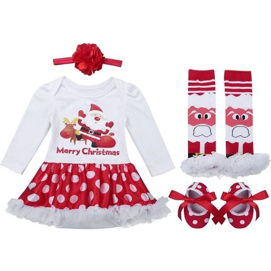 4pcs Robe Noel Bebe Fille Noel Barboteuse Tutu Robe Manche Longue Noel Costume 0 12 Mois Cdiscount Jeux Jouets