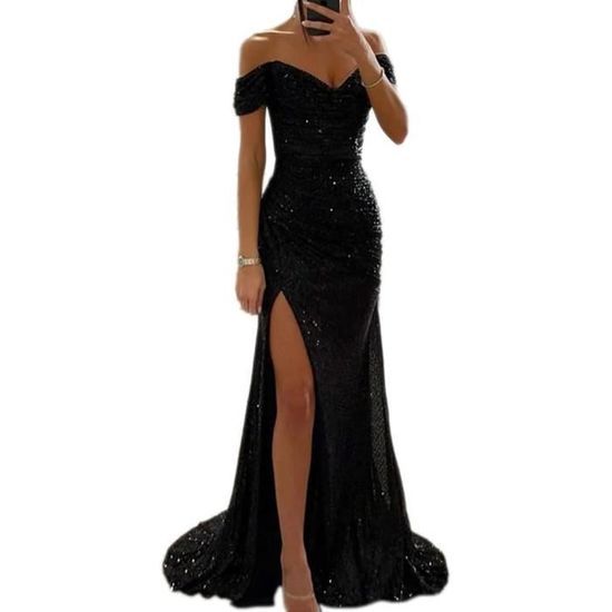 Robe Cocktail Candie’s Paillettes Noir Et Sarcelle - Taille 1, Sans Manches, Stretch