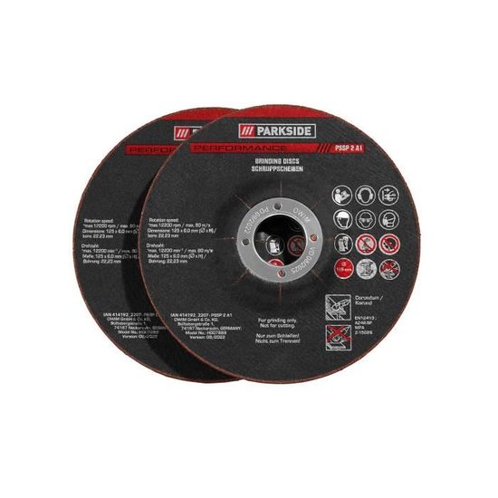 Disques à ébarber - PARKSIDE - PSSP 2 A1 - Vitesse max 12200 tpm - Moins de poussière - Moins d