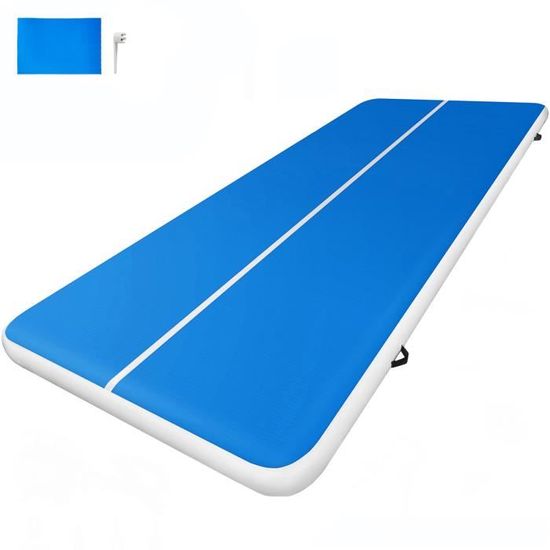 KM-Fit Tapis de gymnastique gonflable Airtrack | 5 m | Pompe + sac | Entraînement gym & fitness – Vert - Sport