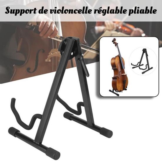 Stand pour violoncelle portable réglable en acier résistance en style A-  Noir-BEL62