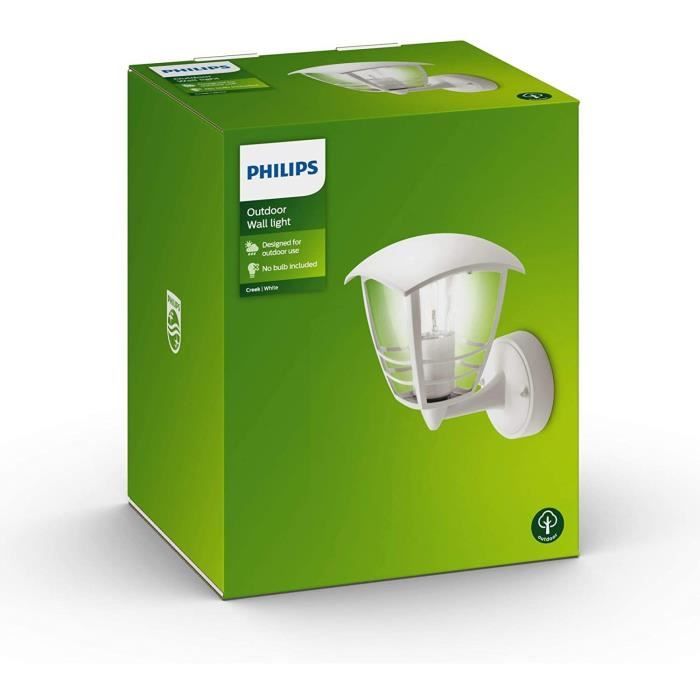 CREEK-Applique dextérieur Montante Métal H20cm Blanc Philips