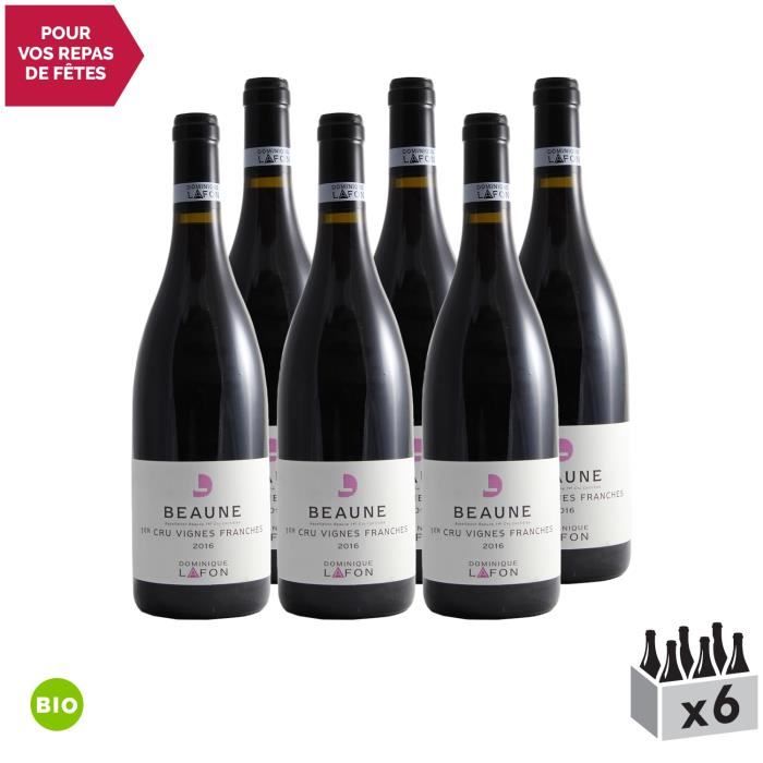 Beaune 1er Cru Les Vignes Franches Rouge 2016 - Bio - Lot de 6x75cl - Dominique Lafon - Vin AOC Rouge de Bourgogne - Cépage Pinot