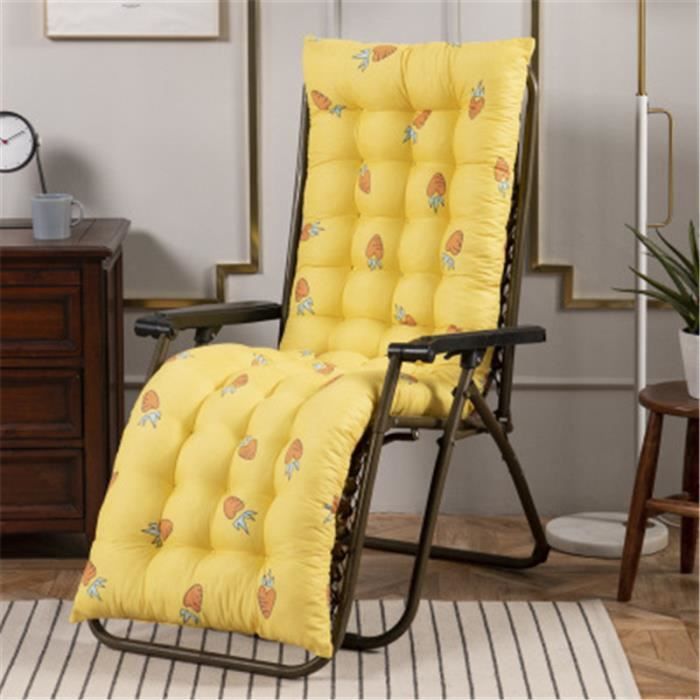 Coussin Bain de Soleil Jardin Pliable Anti-Dérapant Coussin Chaise Longue Epais Confort,48x155cm,jaune
