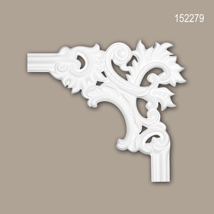 Élément de coin 152279 Profhome Élement décorative style Rococo-Baroque blanc.