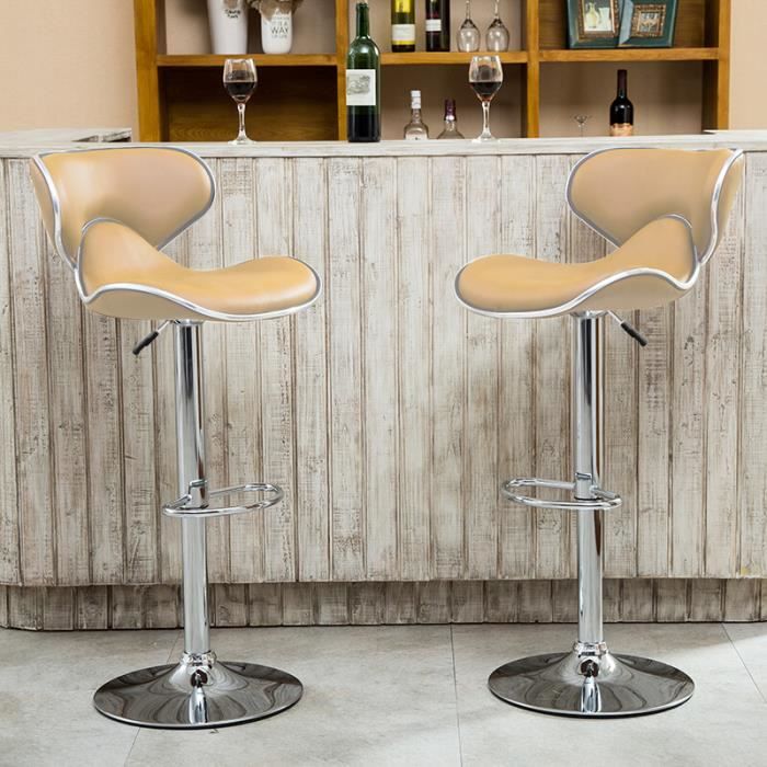 Lot de 2 Tabouret de Bar En Similicuir ,L 44 x P 46 cm ( Taupe )