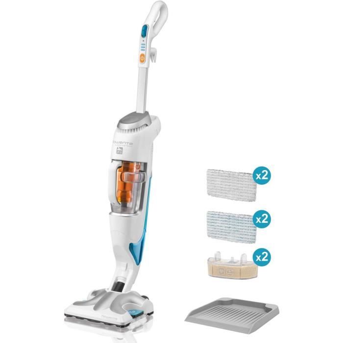 ROWENTA CLEAN&STEAM aspirateur balai vapeur, assainissant anti-bactérien 1700W, 3 niveaux de vapeur, Blanc/Argenté RY7557WH