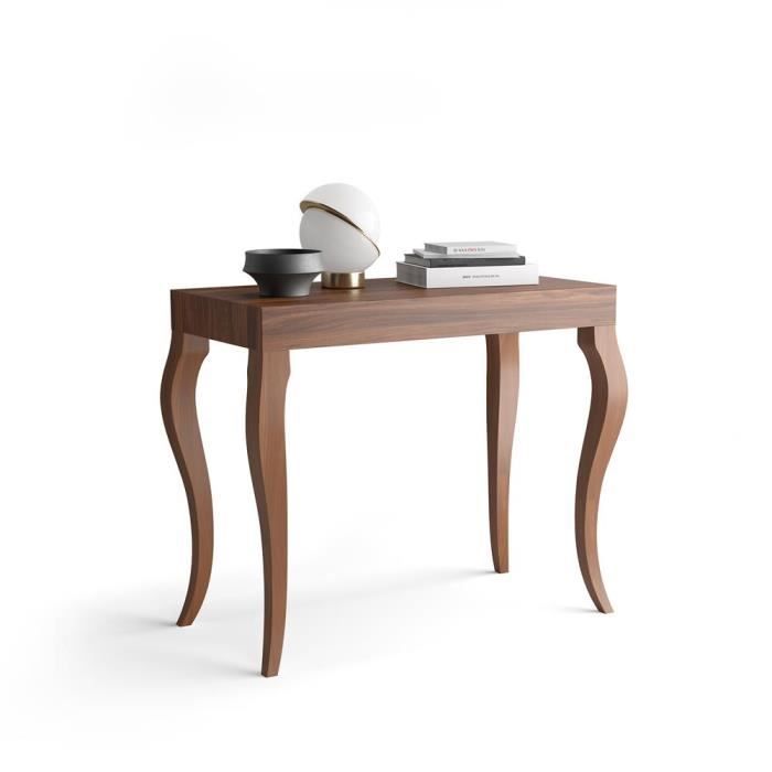 Mobili Fiver, Console Extensible Classico, Noyer, Mélaminé/Aluminium, Made in Italy