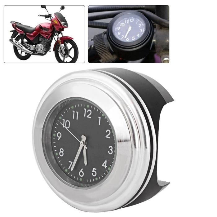 Drfeify horloge de guidon de moto Montre à quartz étanche pour montage sur guidon de modification de moto (cadran noir à surface