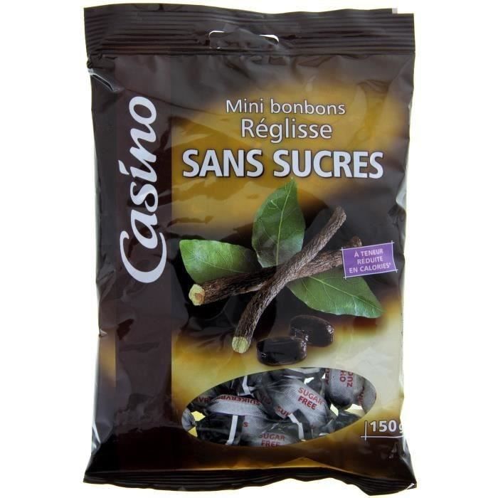 CASINO Mini bonbons réglisse sans sucres - 150 g