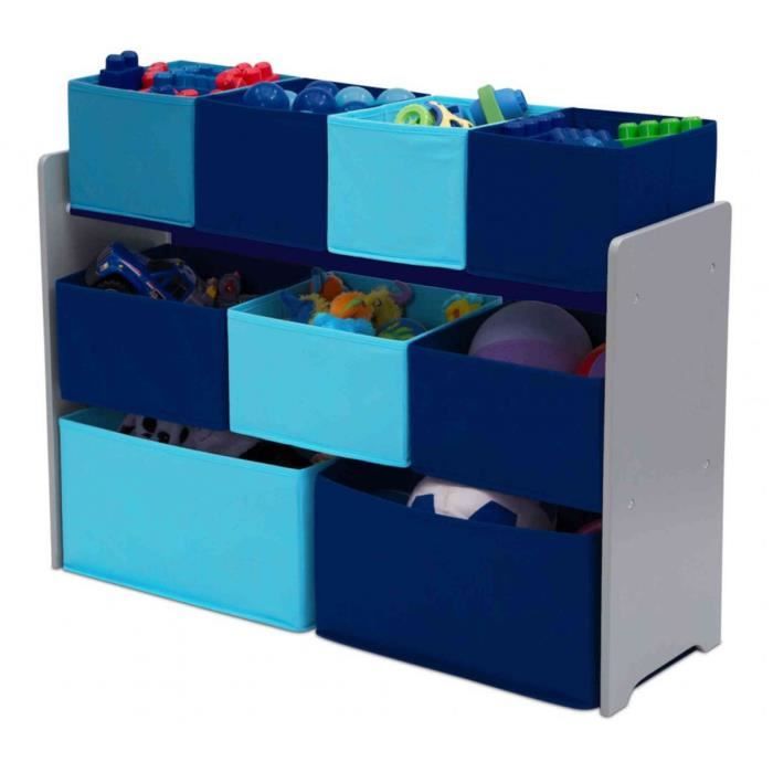 Bibliothèque organiseur enfant 9 cases en bois gris et bleu - BI15006 - Bleu marine - Delta Children