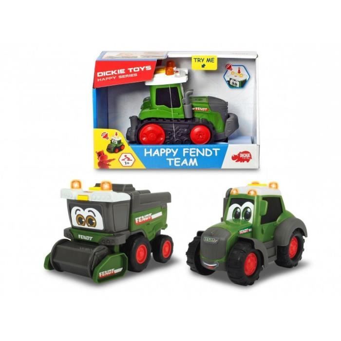 Dickie Toys Happy Fendt Team - Voiture de jeu pour enfants - 3 modèles différents : tracteur, chenille ou moissonneuse