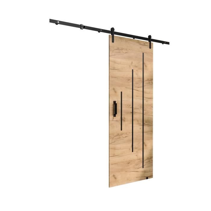 Ensemble Porte coulissante interieur avec rail PARKER YORK 90 - Chêne Doré - 90x204cm Soft-Close