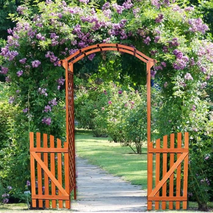 Pergola en Bois Arche 2 Portes 120x60x206cm LxPxH Hauteur de Porte 100cm Largeur du Passage 100cm Charnières en Acier Inoxydable