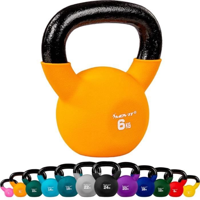 MOVIT Kettlebell 6kg orange en fonte néoprène