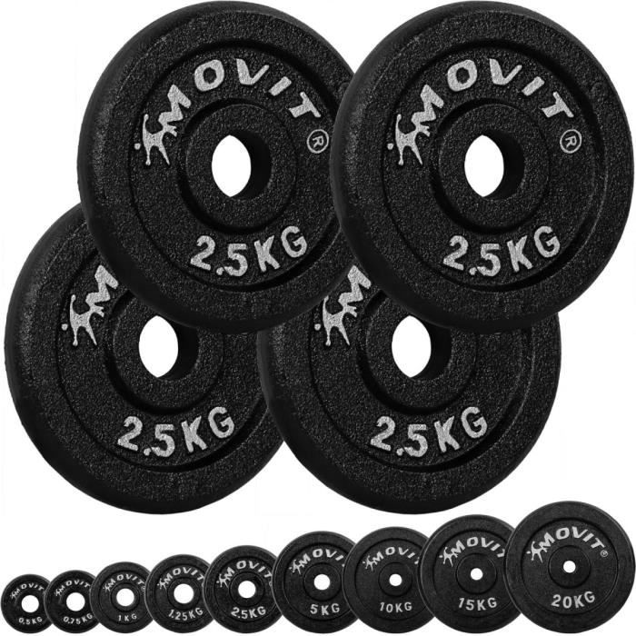 MOVIT Lot de 4 disques en fonte de 2,5 kg - 10 KG - NOIR