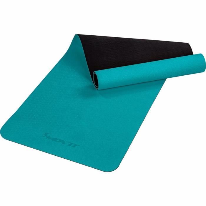 MOVIT Tapis de gymnastique TPE, tapis de pilates, tapis d’exercice premium, tapis de yoga, 190 x 60 x 0,6 cm, bleu pétrole