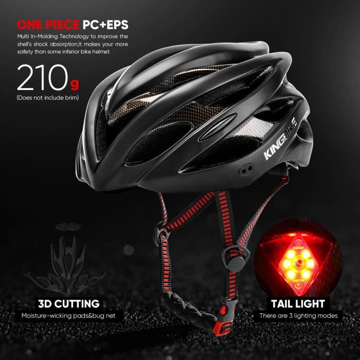 Casque de vélo Noir-ESP Avertissement de feu arrière