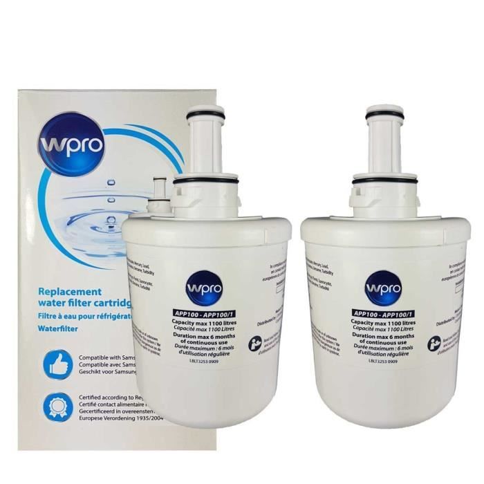 FILTRES À EAU(x2) WPRO APP100/1 POUR RÉFRIGÉRATEUR SAMSUNG - MAYTAG 484000000513x2