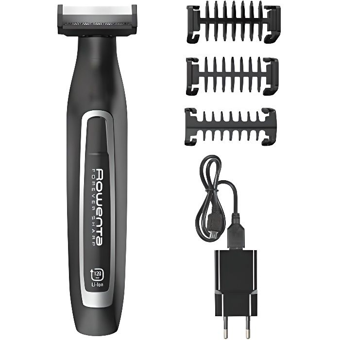 ROWENTA TN6000F5 Tondeuse Barbe 3 en 1 FOREVER SHARP Taille, Stylise, Rase - Tête amovible - Autonomie 120 min - Wet & Dry - Noir