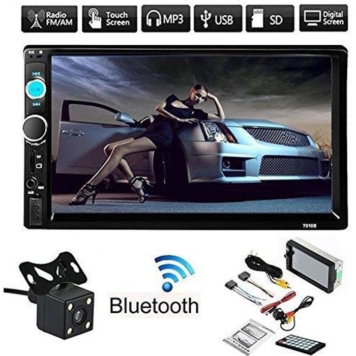 2 Din Car Radio Player 7 '' HD Dans l'écran Dash tactile Bluetooth voiture lecteur FM / MP5 / USB / AUX avec caméra de marche arrièr