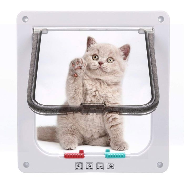 Chatière intelligente chat porte chat porte verrouillable chat porte chien pour animal de compagnie Blanc L 23,5x25,2x5,5cm