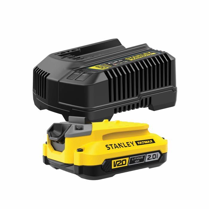 Batterie pour machine outil Stanley SFMCB121D1 QW FATMAX Kit 1 batterie 18V 2Ah + 1 Chargeur Gamme FATMAX V20