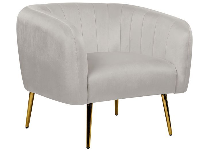 Fauteuil club en velours gris clair LACONIA